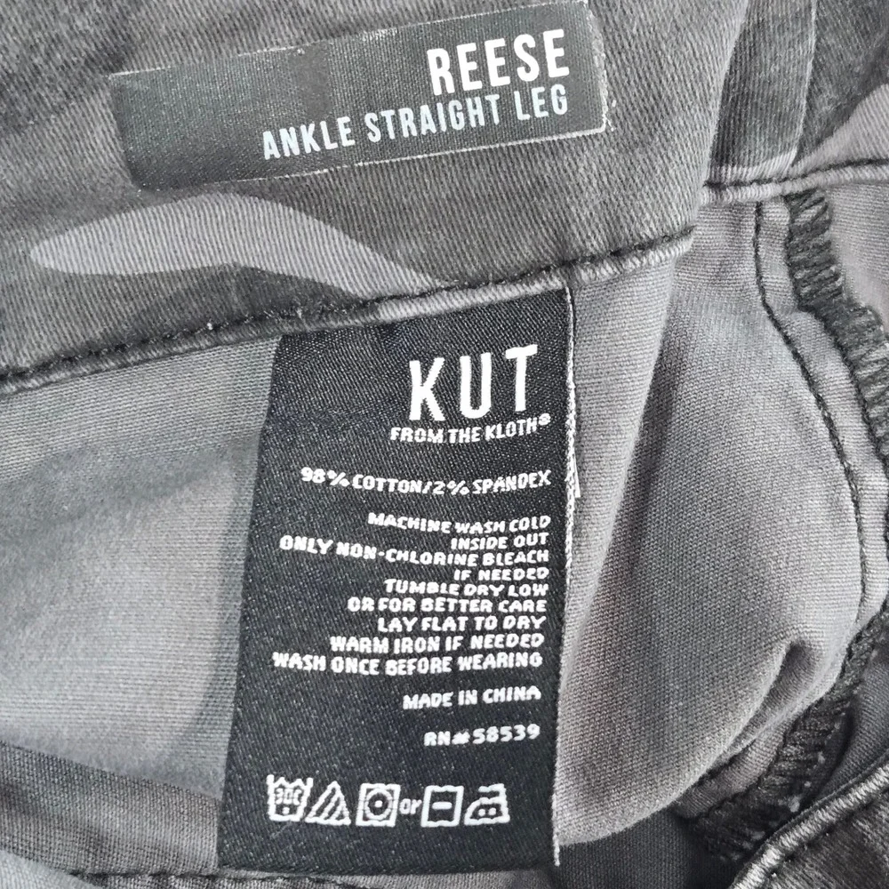 Kut from the Kloth Women‎ 10 Grey Camo Reese Ankle Straight Leg Utility Pants